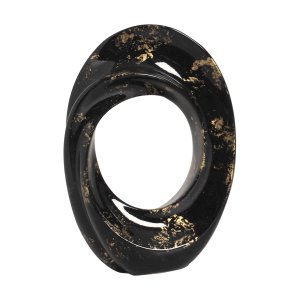 Escultura Decorativa de Cerâmica para Sala Atenas Preto e Dourado Ébano