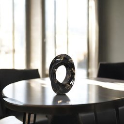 Escultura Decorativa de Cerâmica para Sala Atenas Preto e Dourado Ébano - 5