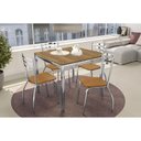 Ver imagem 1 de Conjunto: Mesa Sala Jantar Reno C/ Tampo de Madeira 90cm e 4 Cadeiras Portugal Cromada/capuccino