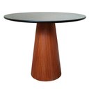 Ver imagem 1 de Mesa De Jantar 80 Cm Base Madeira Tampo Laca + Vidro Preto