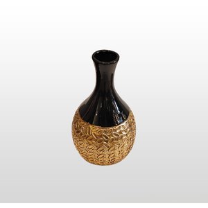 VASO DECORATIVO DOURADO BOCA PRETA