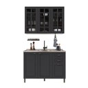 Ver imagem 2 de Cozinha Compacta Bariloche 6 Portas 2 Gavetas 3 Prateleiras com Vidro 100% MDF Chumbo - Indékes