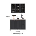 Ver imagem 4 de Cozinha Compacta Bariloche 6 Portas 2 Gavetas 3 Prateleiras com Vidro 100% MDF Chumbo - Indékes