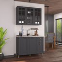 Ver imagem 1 de Cozinha Compacta Bariloche 6 Portas 2 Gavetas 3 Prateleiras com Vidro 100% MDF Chumbo - Indékes