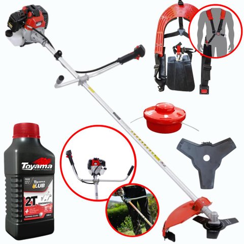 Roçadeira Toyama Rt43-l 43cc 1,7hp C/ Faca 3 Pontas e Cabeçote + Óleo Lubrificante 2t