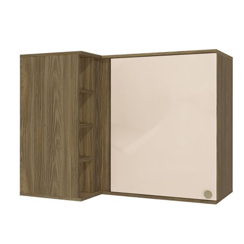 Aéreo de Cozinha de Canto 98x59cm com 1 Porta Linha Modulada Curve N647 Kappesberg - Nogueira/macada
