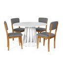 Ver imagem 1 de Mesa de Jantar Redonda Gabi Branca com 4 Cadeiras Estofadas Ella Cinza Escuro