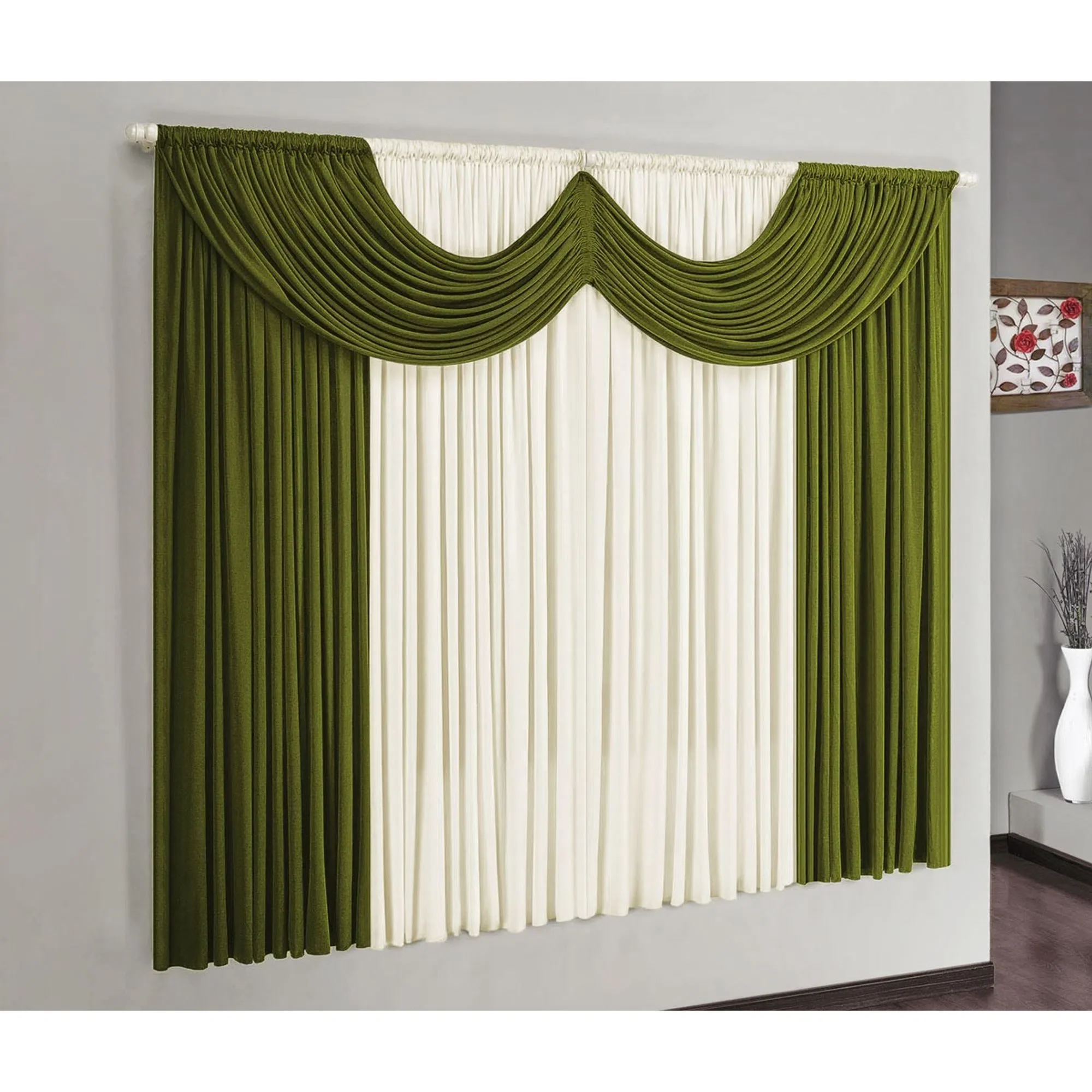 Cortina Paris Malha Gel para Varão Simples 2,00m X 1,70m - Verde