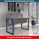 Ver imagem 2 de Mesa Escritório P25 Tub Pandin 120 Cm (larg) Tampo Mdp Grafito Pé Aço Tubular Azul Del Rey