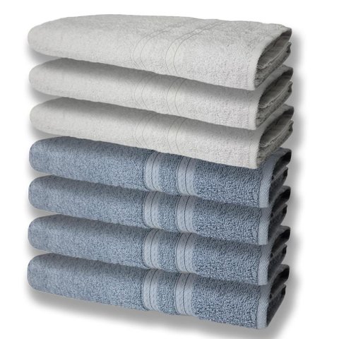 7 Toalhas Grande e Grossa 4 Azul 3 Branco