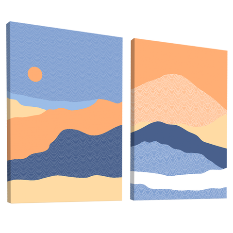 Quadro Decorativo Duo Abstrato Paisagem Montanha