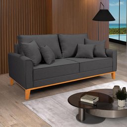 Conjunto Sofá Living Beny 2 e 3l Base Madeira Linho - 2