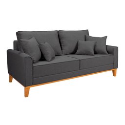 Conjunto Sofá Living Beny 2 e 3l Base Madeira Linho - 4