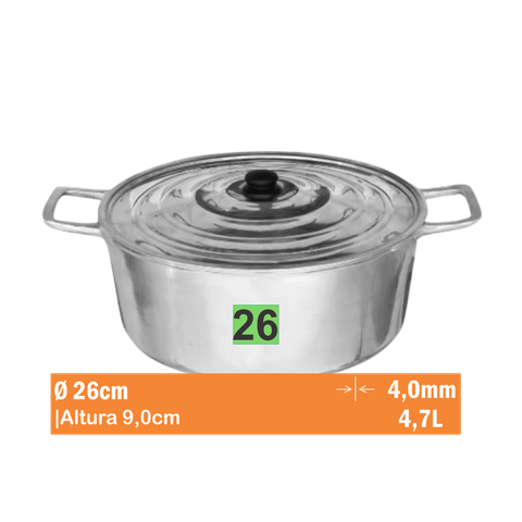 Cacarola aluminio batido nr 26 aluminio jalice 1-01-26