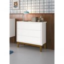 Ver imagem 2 de Cômoda Gaveteiro Classic New Branco Fosco com Madeira - Moveisaqui