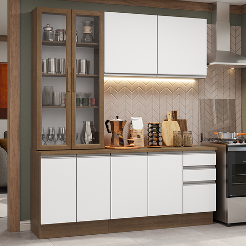Armário de Cozinha Completa 190cm Glamy Madesa Rustic Branco