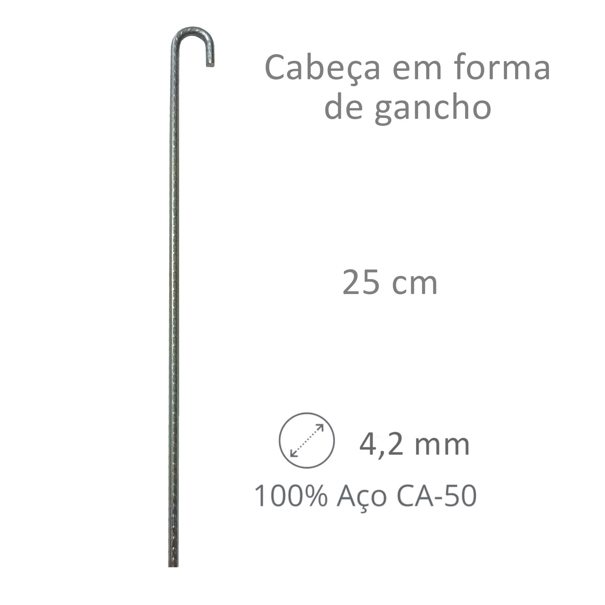 Estaca para Barraca 25 Cm Aço Ca-50 (4,2mm) com 12 Unidades - 2