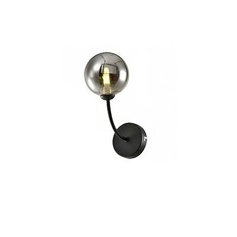 Arandela De Vidro Globo Fume Cabeceira Preto Fosco Zan77