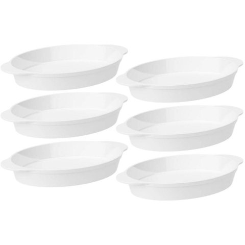 Conjunto 6 Travessas Tigela Oval Branca 800ml Plástico Coza Uno Servir Buffet Eventos Restaurantes