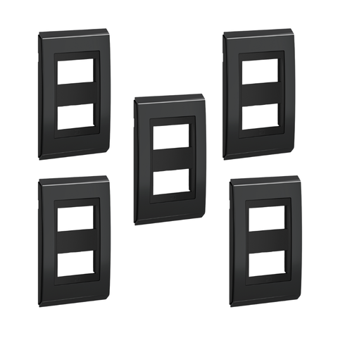 Kit C/5 Placa 4x2 2 Posições Weg Refinatto Style Preto Acetinado