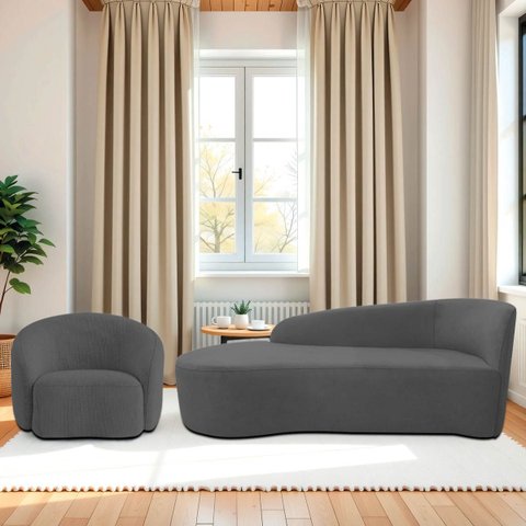 Kit Divã Recamier Orgânico França 160cm Lado Esquerdo e Poltrona Amore Linho
