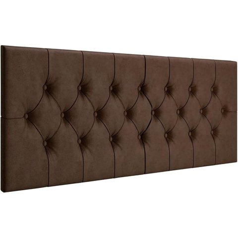 Cabeceira Painel Estofada Dubai Deluxe Casal Marrom 1,40m - Pc Móveis