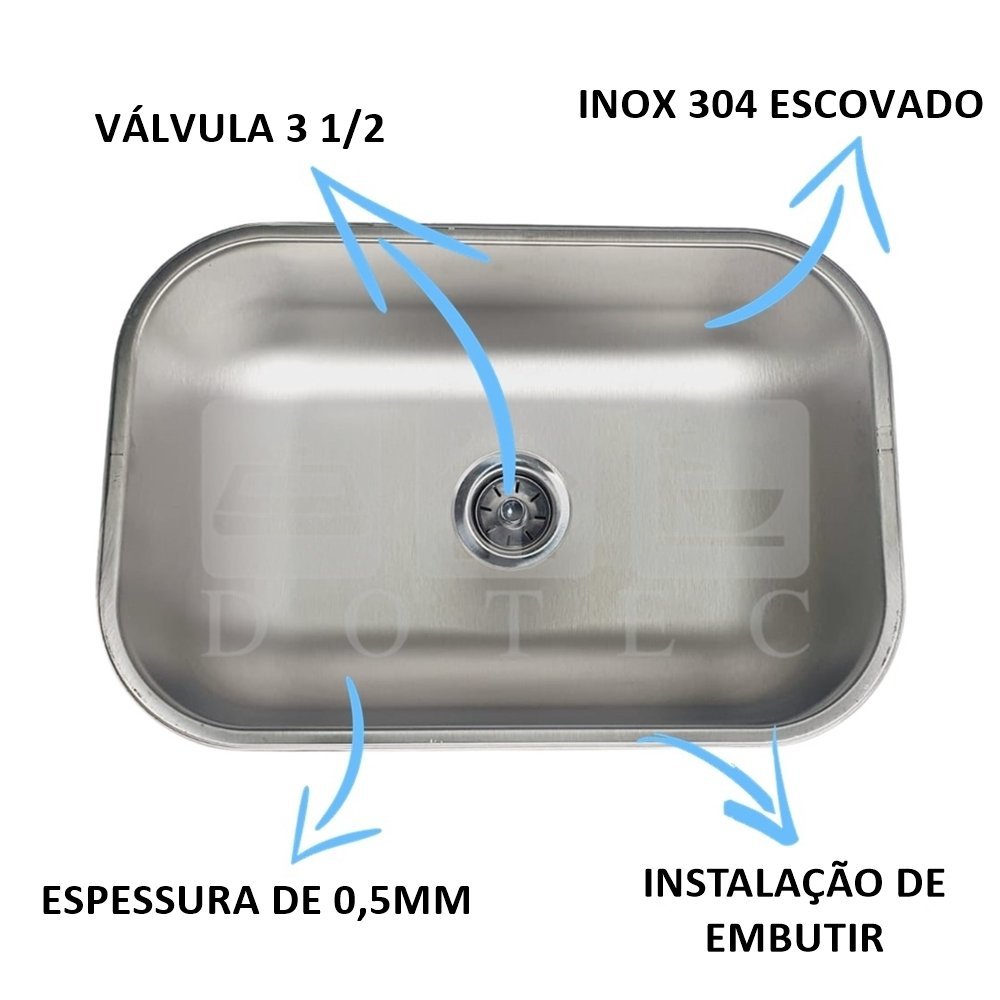 Kit Cuba Escovada Inox 304 N1 46x30x17 Tecnocuba Com Dosador - 3