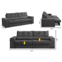 Ver imagem 2 de Sofá Retrátil e Reclinável 3 Lugares 2,50m com Molas Milena Suede Cinza Rover & Beato
