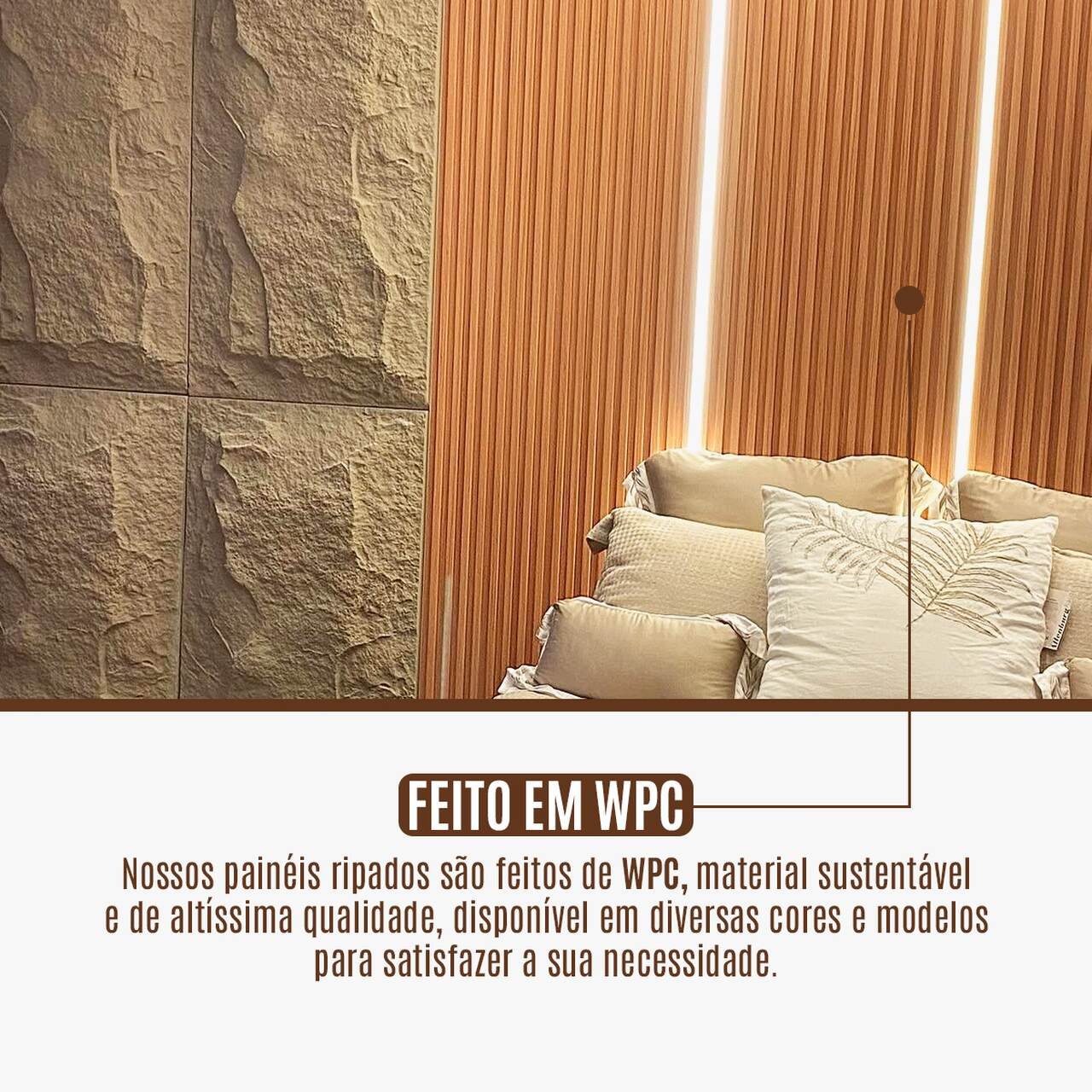 Painel Ripado Wpc Interno Wave Cor: Freijó Liso Kit 5 Un - 2,90m X 15cm, 0,43m² - 6