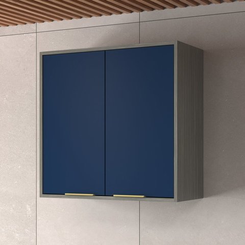 Armário Aéreo de Cozinha 70cm com 2 Portas Domus Espresso Móveis Cinza/Silver/Royal