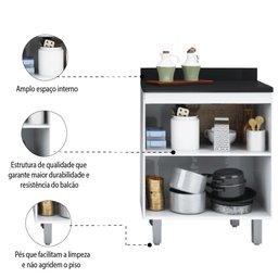 Balcão de Cozinha e Lavanderia com 2 Portas 0,70m Top Class Batrol - 4