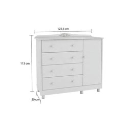 Cômoda Infantil Elô Peroba 100% Mdf Branco 4 Gavetas 1 Porta - 4