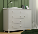 Ver imagem 2 de Cômoda Infantil Elô Peroba 100% MDF Branco 4 Gavetas 1 Porta