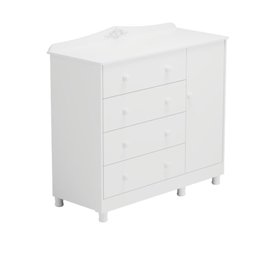 Cômoda Infantil Elô Peroba 100% Mdf Branco 4 Gavetas 1 Porta - 1