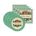 Ver imagem 1 de Kit Capa Sousplat + Guardanapo Natal Borda Xadrez - 4 Peças