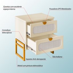 Mesa de Cabeceira Titanium Estilo Industrial com Pés de Ferro - 3