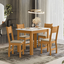 Ver imagem 1 de Conjunto Mesa Bellagio 108cm 4 Cadeiras Milano Sala Jantar Estofadas Courvin MDP - Freijó/Offwhite