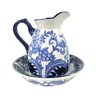 Jarro com Bacia Decorativo Azul e Branco Vaso Bule - 1