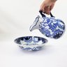 Jarro com Bacia Decorativo Azul e Branco Vaso Bule - 3