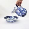 Jarro com Bacia Decorativo Azul e Branco Vaso Bule - 2
