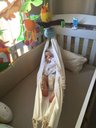 Ver imagem 2 de Rede berço bebê infantil brim 90x80 até 15kg cordinha branca