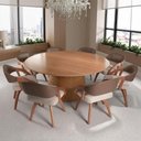 Ver imagem 4 de Mesa de Jantar 8 Lugares Redonda 180cm Georgia B05 Amêndoa Cinamomo - Lyam Decor
