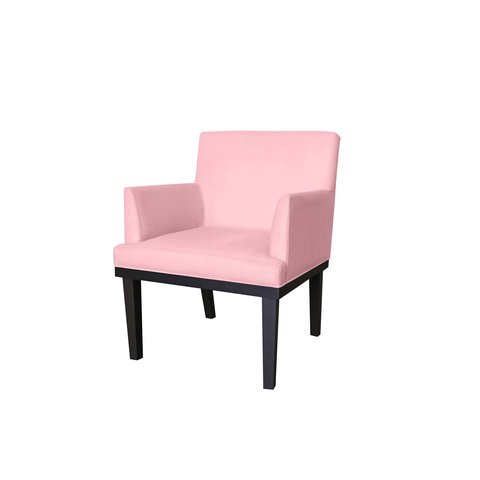 Poltrona Decorativa Vitória Suede Rosa Bebê Pés Madeira Ms Decor
