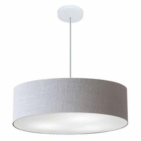 Lustre Pendente Cilíndrico Vivare Md-4221 Cúpula em Tecido 60x15cm - Bivolt Rustico-cinza 127/220v