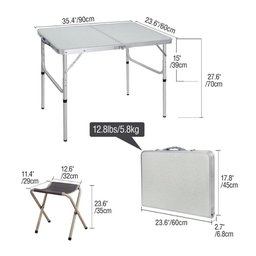 Mesa Dobrável Maleta Alumínio + 2 Bancos Camping Praia Alça - 5