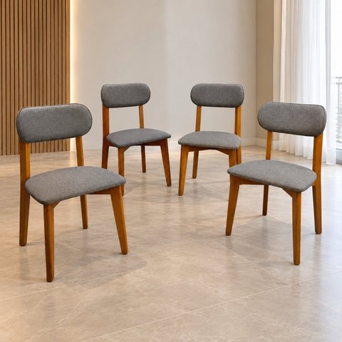 Kit 4 Cadeiras Maya Estofada em Durango Confortável Design Delicado & Versátil