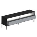 Ver imagem 2 de Rack para Tv até 65 Polegadas Peridoto 2 Gavetas com Led Preto/off White - Pnr Móveis