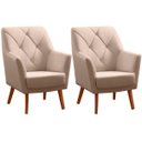 Ver imagem 1 de Kit 2 Poltronas para Sala e Escritório Decorativas Héstia Veludo Bege