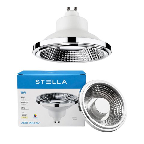 Lâmpada LED AR111 Pro Stella 11W GU10 4000k Branco Neutro IRC95 24° Bivolt 780LM ST3337