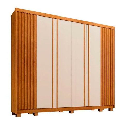 Guarda Roupa Casal Ripado 6 Portas 6 Gavetas Arezzo Benetil Cinamomo/off White